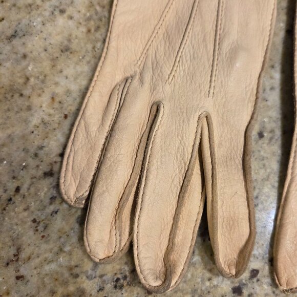 Vintage Womens Size S 6.5 Tan Deerskin Leather Gloves - Picture 2 of 16